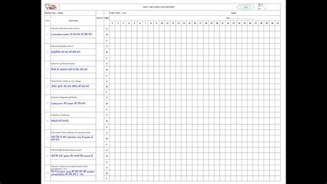 vmc machine daily checklist